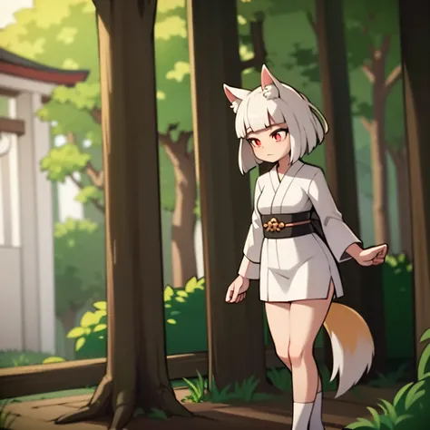 (master part:1.3), 1kitsune-menina na floresta de beleza perfeita, gengibre cabelo liso, white Shinto clothes, (orelhas de raposa:0.8), UHD, 4k, micro detalhes, intrincado, Detalhes, Realistic, HDR