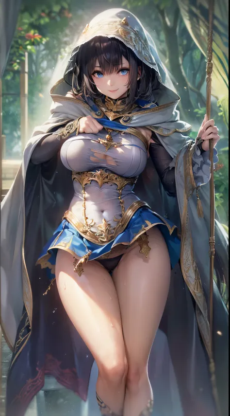 One lady,12year old,(() ,((())), (()), (())((Im opening my mouth)),((micro skirt, bodysuit and short cloak))(A smile),Wet with sweat,(A dark-haired,),((Fantasy,natta))((Clothes are torn))