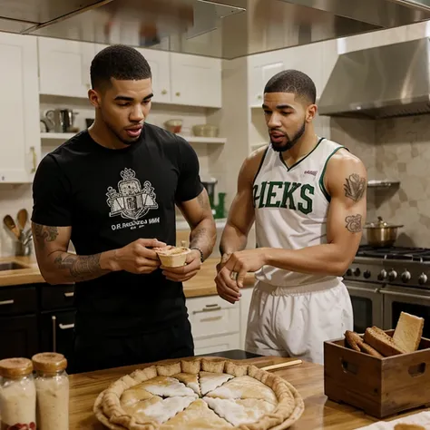 Jayson Tatum and Drake making a pie