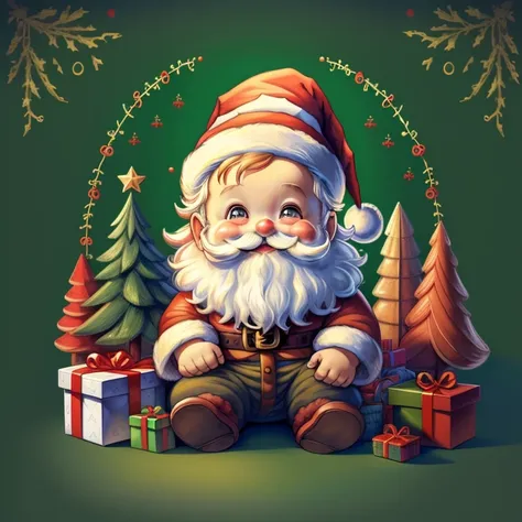 (cute baby santa claus smiling with presents and christmas tree), Munchkin ,Geometric multidimensional wall portrait, livro de arte, Tchibi,
Yang08k, Beautiful, Colouring,
Obras, of the highest quality, best quality, Arte Oficial, Beautiful and Aesthetic,