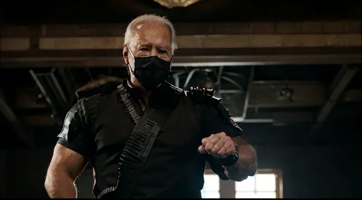 joe biden, ready to fight, mortal kombat scene fighter, hyperrealistic