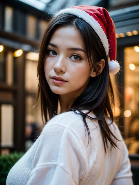 (((Santa Claus Costume))),(((Looking at Viewer:1.5))),(((Shooting a girl from the side))),ulzzang -6500-v1.1, (Raw photo:1.2), (photographrealistic:1.4), a beautiful detailed girl named Kimmie Miso, extremely detailed eye and face, Beautiful detailed eyes,...