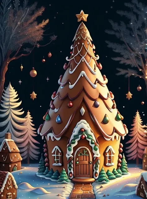 (cute christmas tree and a gingerbread house), Munchkin ,Geometric multidimensional wall portrait, livro de arte, Tchibi,
Yang08k, Beautiful, Colouring,
Obras, of the highest quality, best quality, Arte Oficial, Beautiful and Aesthetic,