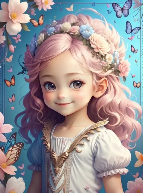 (cute cupid smiling with flowers and butterflies), Munchkin ,Geometric multidimensional wall portrait, livro de arte, Tchibi,
Yang08k, Beautiful, Colouring,
Obras, of the highest quality, best quality, Arte Oficial, Beautiful and Aesthetic,