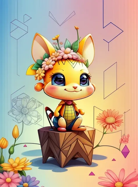 (cute ant smiling with flowers), Munchkin ,Geometric multidimensional wall portrait, livro de arte, Tchibi,
Yang08k, Beautiful, Colouring,
Obras, of the highest quality, best quality, Arte Oficial, Beautiful and Aesthetic,