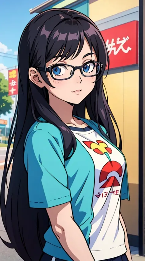 Anime girl with dark hair and glasses posing for a photo, estilo de arte moe anime, arte cg anime suave, menina anime sedutora, realistic anime art style, menina anime retrato, arte de anime digital detalhada, arte de anime digital!!, menina anime jovem re...