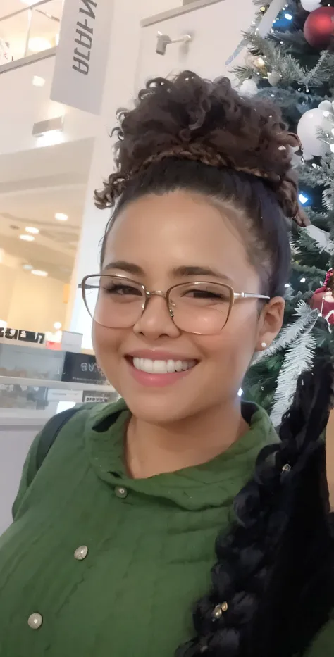 there are two women next to a Christmas tree in a shopping mall, Parece Fabiula Nascimento, foto do perfil, Mulher de 30 anos de Cuba, imagem do avatar, foto da mulher jovem, taken in the early 2020s, imagem de perfil, selfie de uma jovem mulher, Malika Fa...