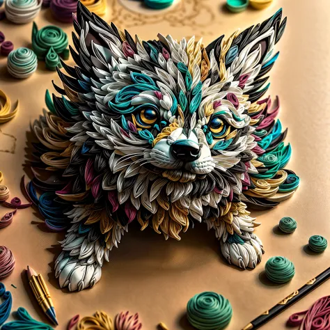 lobo, papel multi dimensional quilling, arte, chibi,
yang08k, lindo, colorido,
obras-primas, qualidade superior, melhor qualidade, arte oficial, beautiful and aesthetic,((32k ultra realista))