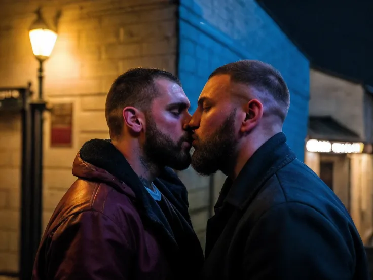 forbidden love, masterpiece, best quality, 2boys, adult males, beards, chavs, rough, dirty, mancunian, mean, bullies, druggies, ...