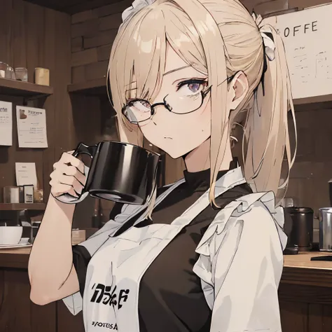 ⓪action： drinking coffee, (coffee mug:1.4) ①quality：(ultra-detailed:1.3), masutepiece, 8k, extremely details cg, (1 girl), perfe...