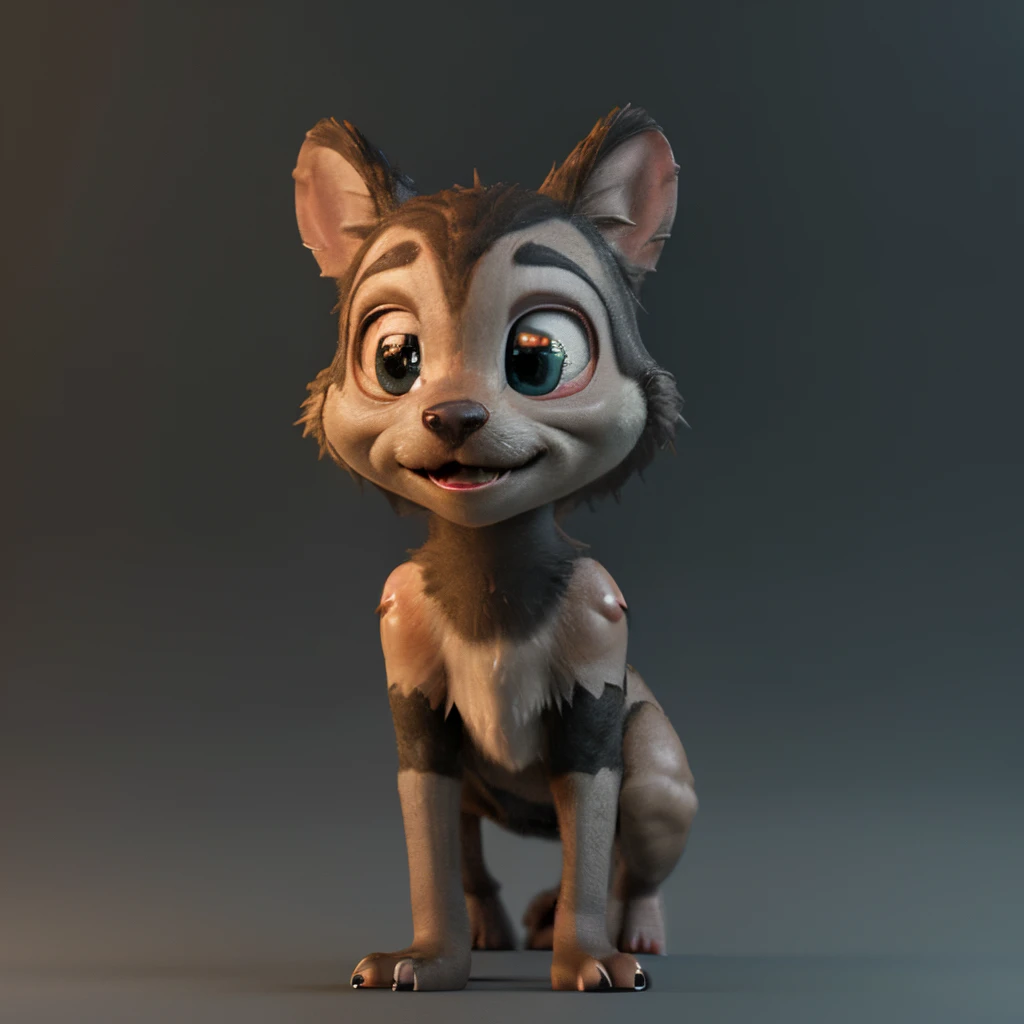 a 3d image in the style of pixar, large expressive eyes, cute, thin, tall, lanky, mosquito, long probiscus, brown, furry body, 3d, cgi, 128k Pixar, Disney, concept art, 3d digital art, Maya 3D, ZBrush Central 3D shading, bright colored background, radial g...