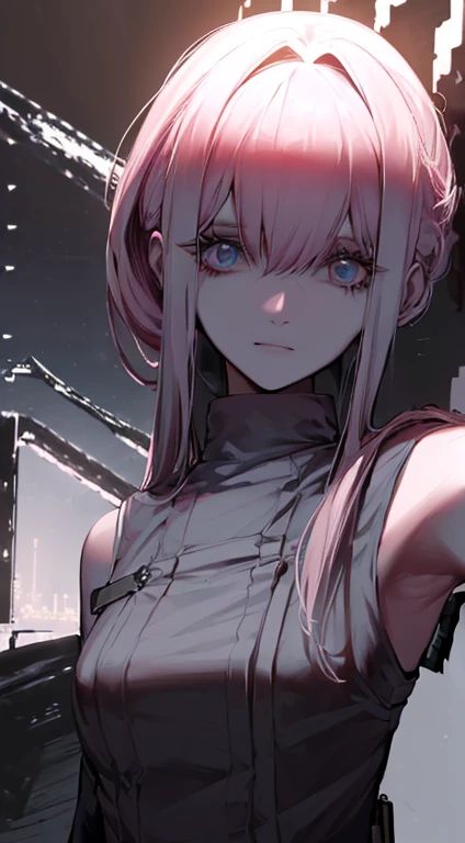 1Android Girl(((((left arm is chainsaw)))))((((in combat)))),located cyber punk town,((((8k)))),((((ultra detail)))),((((super high quality)))),