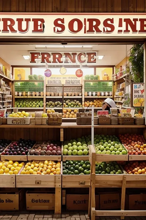 Create a poster for a fruit store for AI-generated images.