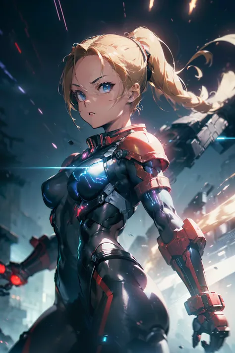 ((Cammy (Street Fighter) in dark suit mecha iron futuristic orned armor modern simplified elegant (((aethereal aesthetic style::1))) by Raymond Swanland ), RTX, SSAO, HBAO, Reflecting Neon Colors, Fujifilm XT3, Natural colors ), ((movement:1.4)), Accent Li...