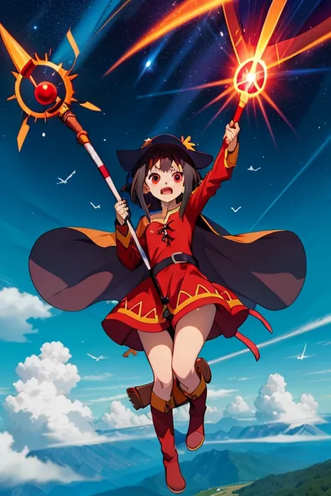 masutepiece, best quality, hightquality , megu kj , meg dress , megu has , cape megou , shapely , a staff , holding staff , long...