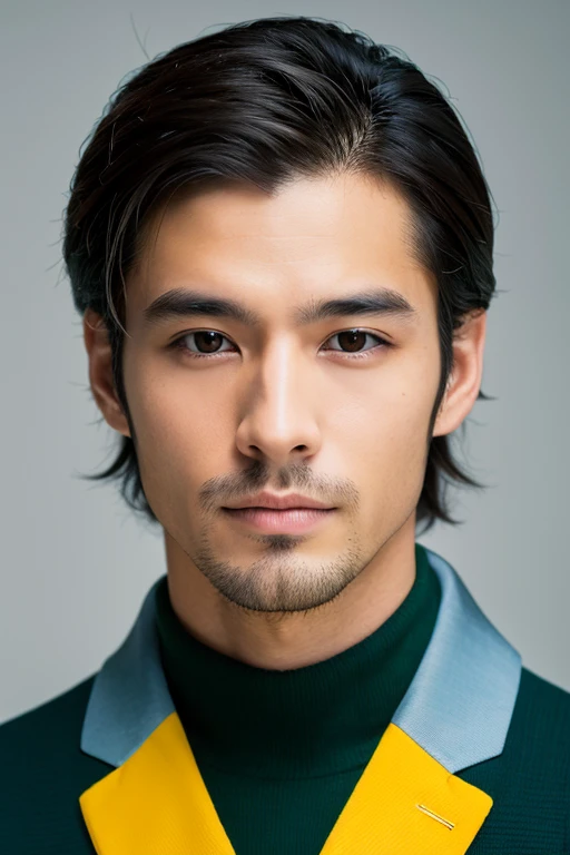 Handsome Japan Man,Portrait of the left half of the face