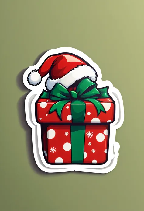 One sticker, a christmas gift, simple backgound