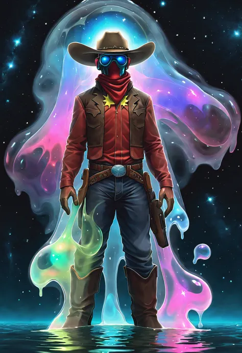 (giant transparent paranormal bioliquid,cowboy shot,above Knee Portrait,blank background,body made up of water,shiny oil slime glowing,ethereal creature,Look through the nebula and starry sky behind the body,multicolored Psychedelic color:1.55),(all-seeing...