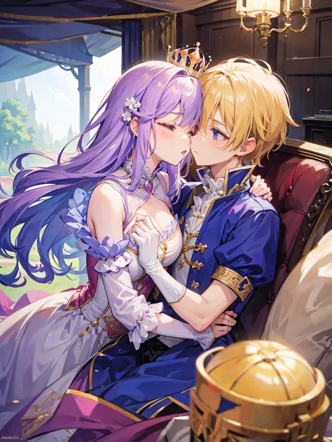 Prince and princess kissing