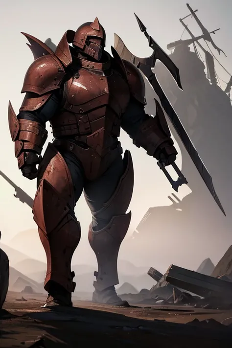 A Giant War forged Juggernaut soldier with black armor