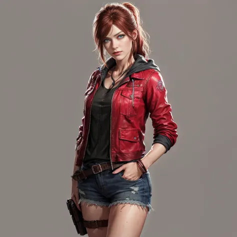 (claire redfield:1.1), (perfect facial features:1.1), (belos olhos detalhados, beautiful detailed lips, olhos e rosto extremamen...