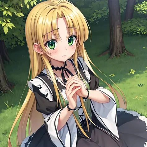 beautiful long blonde　Green eyes　Asians_Plata　Alone　Gothic lolita