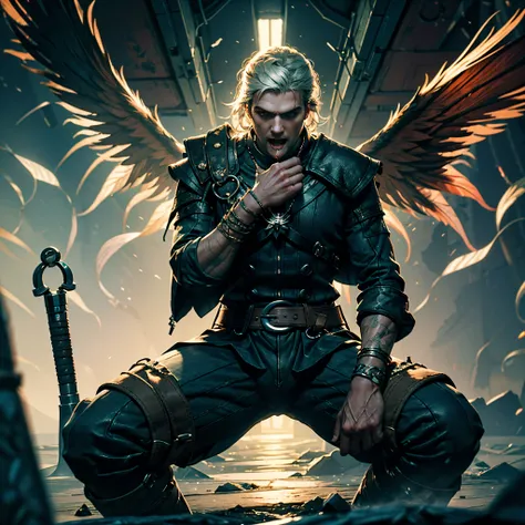 Henry_Cavill as The_Witcher Geralt_de_Rivia Amulet_Wolf Urban deep path castle equirectangular Kingdom chef-d' Van_Gogh Masterpiece ultra UnrealEngine5 Cinematic Lighting meticulously intricate ultra_high-details ultra_high-res ultra pro-Photorealistic ...