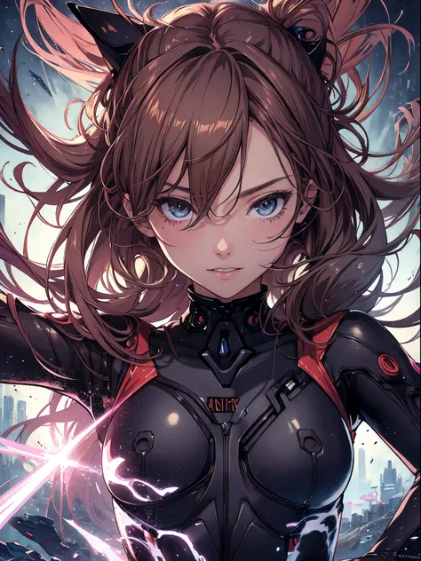 official art, unity 8k wallpaper, ultra detailed, beautiful and aesthetic, masterpiece, best quality, realistic, close-up, skindentation, souryuu asuka langley, interface headset, bodysuit under clothes, detailed eyes, detailed face, detailed hair, black b...