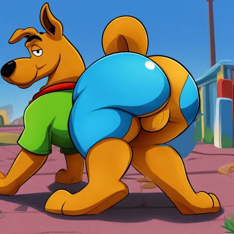 Scooby doo dog cartoon shaking butt twerking scooby-doo wide hips thick body male furry butt showing scooby feral all fours