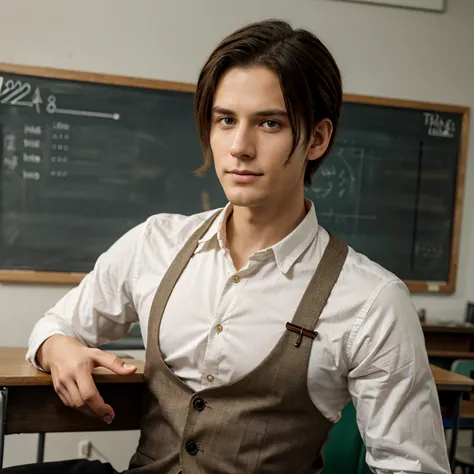 levi from aot as a teacher with tea cup in hand