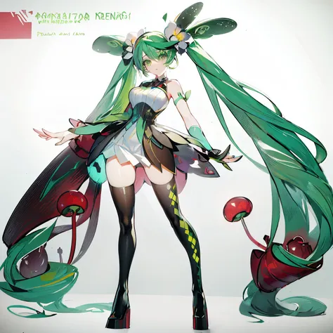 Anime character with long green hair and a flower in her hair, hatsune miku, trending on artstation pixiv, digital art on pixiv, Beautiful Full Body Concept Art, pixiv, Miku, pixiv contest winner, trending on pixiv, pixiv style, at pixiv, Humanoid flora, b...