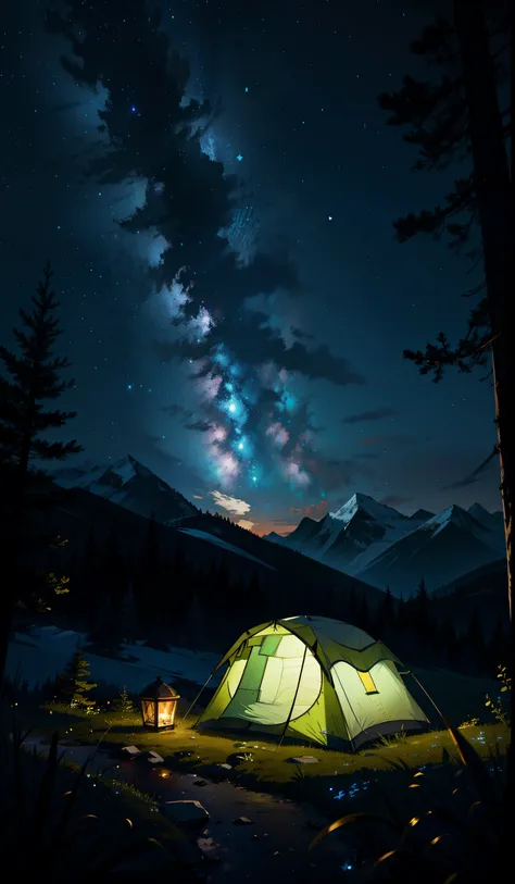 Embark on a solo camping adventure under the moonlight, surrounded by the beauty of a mountain valley. Immerse yourself in the calm, accompanied by lofi music, and let the relaxing vibes of this digital painting soothe your soul. 
 Explore the beauty of ca...