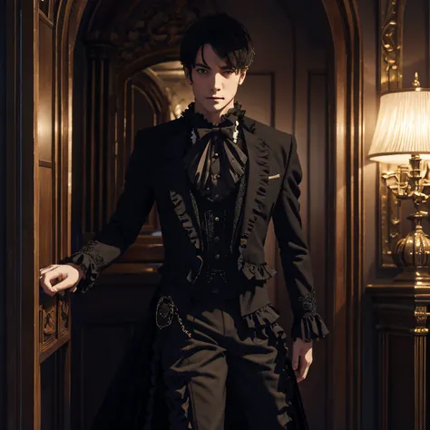 Formal gothic male frilly outfit