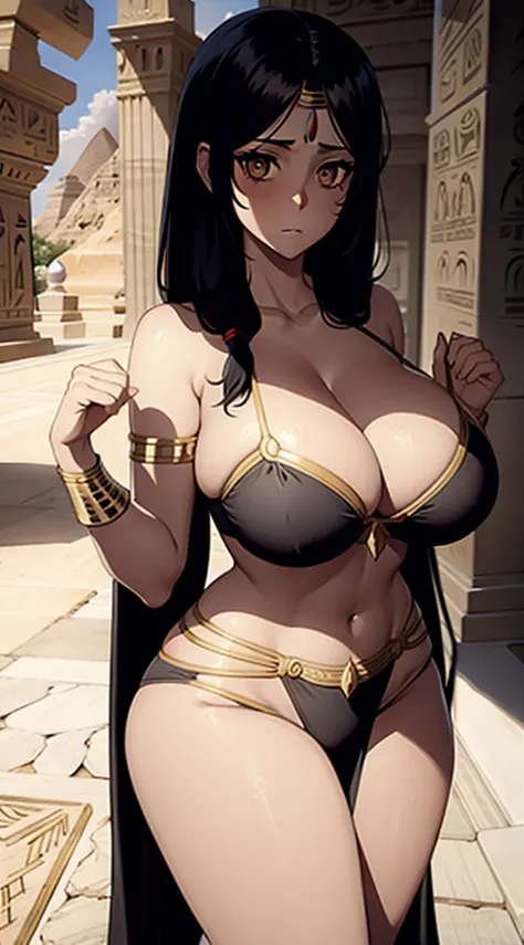 1girl,gigantic cleavage breasts, Egyptian dance costumes, black long hair, innocent eyes,