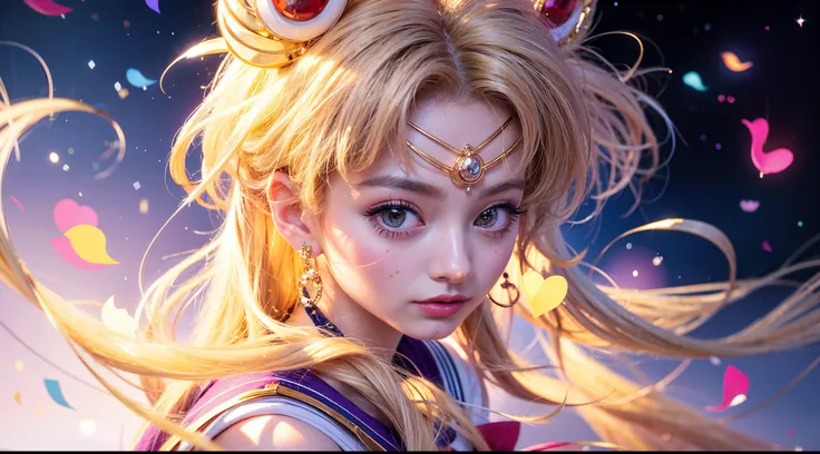 The sailor moon, wearing a gold tiara on forehead