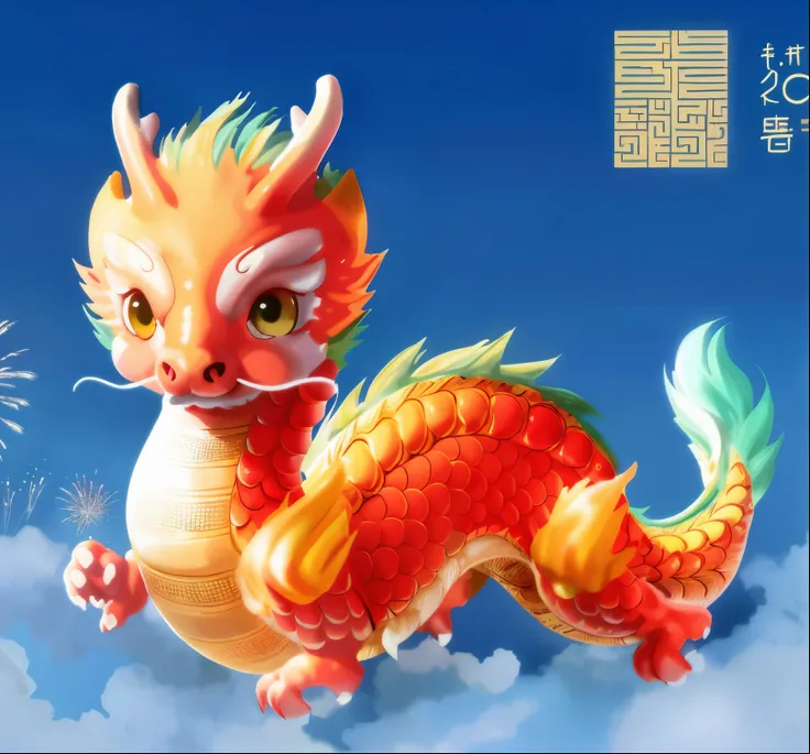 Chinese dragon flying in the sky，Fireworks in the background, yellow dragon head festival, smooth chinese dragon, Dragons fly in the sky, Dragons fly in the sky, china silk 3d dragon, chinesedragon, a dragon, chinese dragon concept art, Hiryu, Dragons fly ...