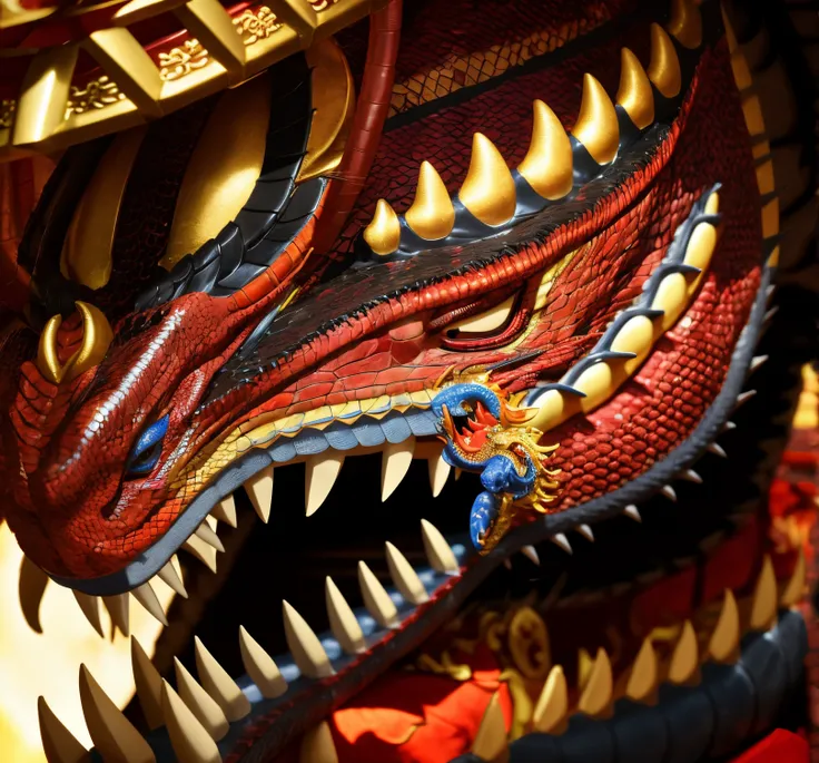 chinesedragon，Close-up of a dragon，Domineering，dragon scale，Dragon ball in mouth，Particularly detailed，