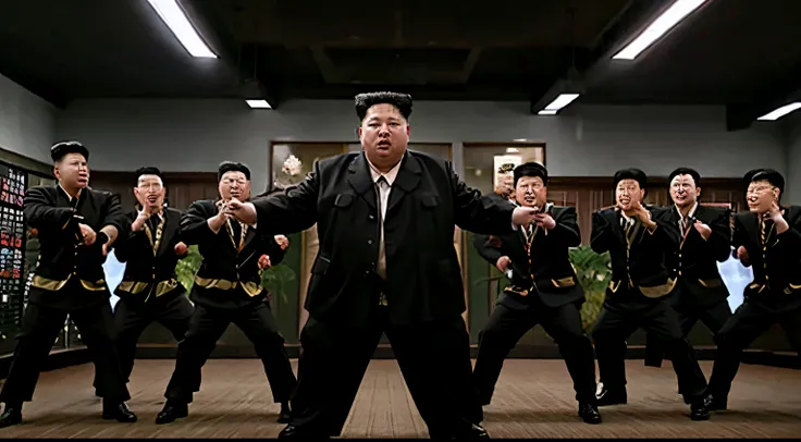 kim_jong_un, ready to fight, mortal kombat scene fighter, hyperrealistic