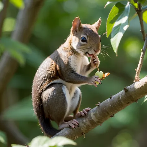 An  age squirrel，gnawing nuts