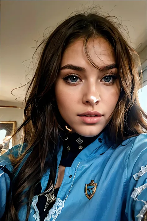 rav uhd , 24 Years old (Femme aus yeux bleus) Schicken Sie mir ein Selfie von einem Model, who has brunette hair with BLONDE streaks!!!, sehr volle Lippen, und blaue Augen. She should have a royal face with prominent cheekbones. mach es mehr realistisch un...