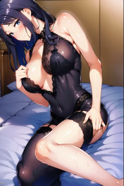 (La mejor calidad,4k,Altas Resoluciones),(realista:1.37),Shy and blushing,sexy,Brazos cruzados,uniforme transparente mojado,Black lingerie,falda corta,Medias negras largas,Wet,empapado,sentado en un barco,Agua,(foto ),

(Cuerpo completo,anime),(vivid color...