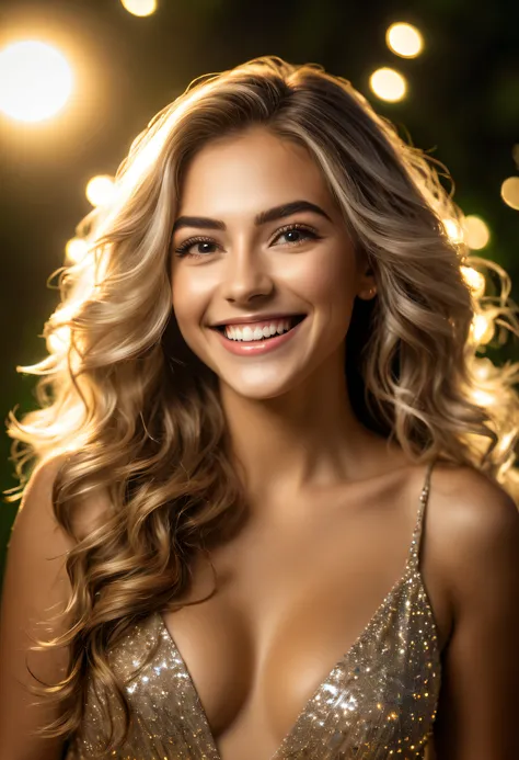 Lindas fotos profissionais 8K Ultra HD, foco nítido, Em um mundo de fantasia impressionante, Menina fofa de cabelos prateados, um sorriso alegre, com luz natural brilhante