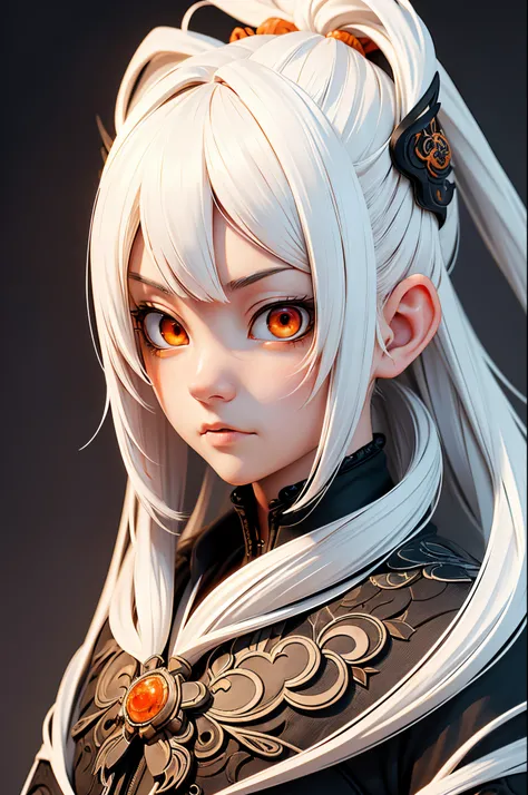 style of Tsutomu Nihei,(incredibly absurdres, (high resolution:1.18), intricate detail, (masterpiece:1.1), (highest quality:1.1), absurdres),(1girl, portrait, white hair, orange eyes, long hair, detailed eyes),