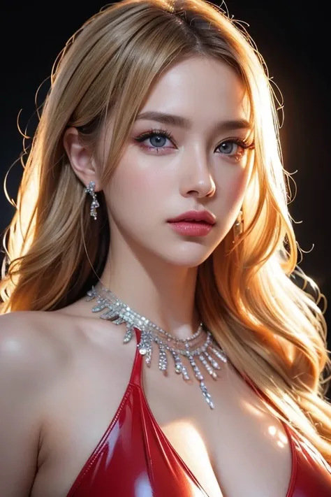 (best quality,4k,8k,highres,masterpiece:1.2),ultra-detailed,(realistic,photorealistic,photo-realistic:1.37),HDR,UHD,woman,long blonde hair,beautiful detailed eyes,beautiful detailed lips,extremely detailed eyes and face,long eyelashes,looking to observer,r...