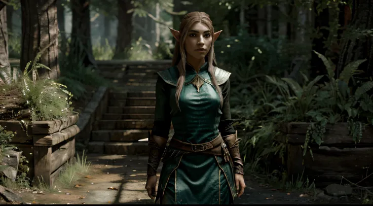 girl magician skyrim in the forest elf skyrim art 3d realistically detailed in full growth