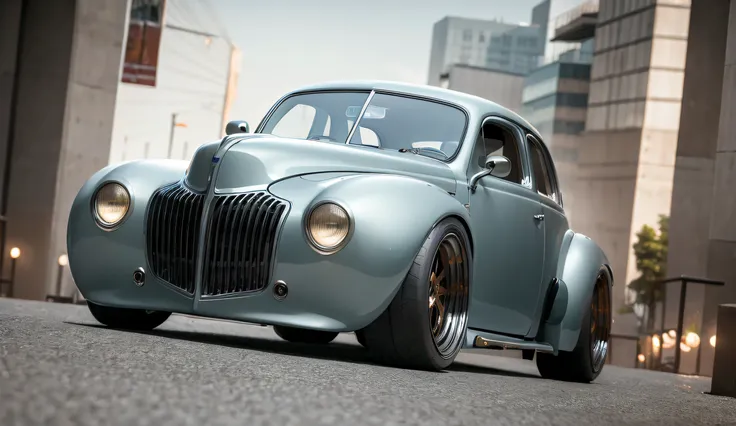 ((masterpiece,best quality)),ultra-detailed, 4k, highres, 1940s, cinematic, widebody race car, vehicle focus, city, asphalt