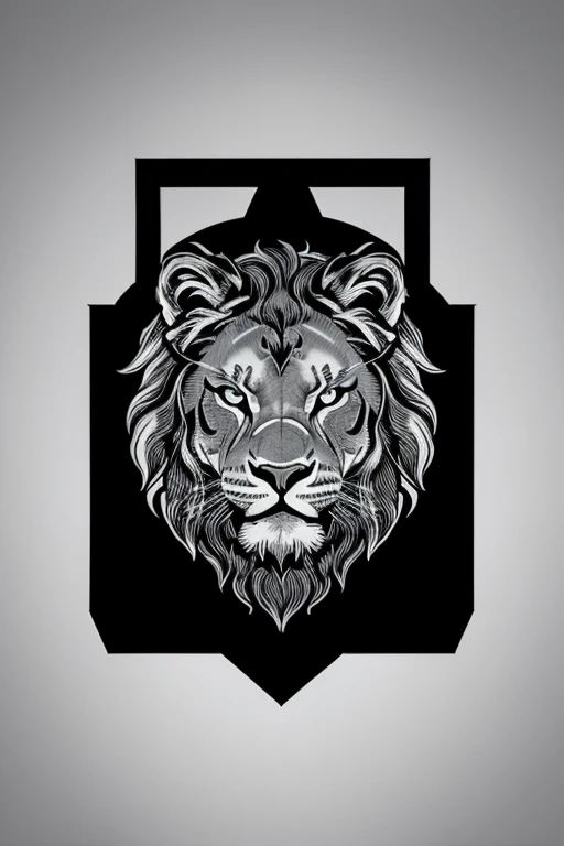 create a vector logo, black & wite logotype, roaring lion head, viewed 3/4, high contrast,