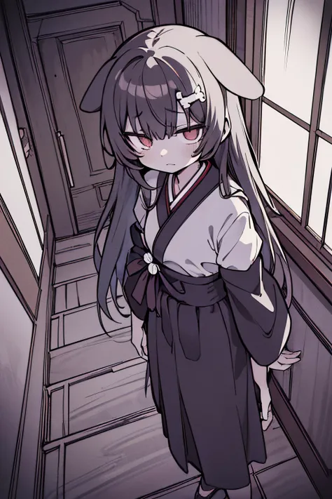 ((inugami korone)), ((masterpiece)), (professional photography:1.2), creepy anime scene in a dimly lit, abandoned basement. the ...