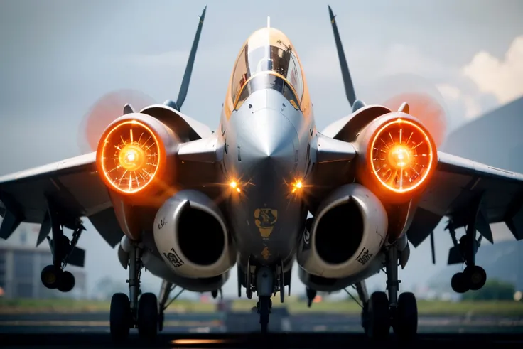 there  a jet that  sitting on the runway with its lights on, dcs world style, acecombat, ace combat, dcs world, jet fighter background, fighter jet, cinematic front lightning, 5th gen fighter, cinematic front shot, fighter jets, jet fighter, realistic airc...