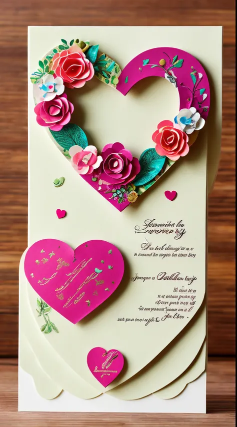 Beautiful postcard，Made from cardboard，folded postcard，travel postcard，The postcard has a heart printed on one side, There  a blank space on the other side where you can write a letter.Write bold text on postcard "Bless your lover"，Postcards are used as tr...